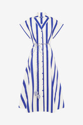 Aubrey Striped Shirt Midi Dress - Navy